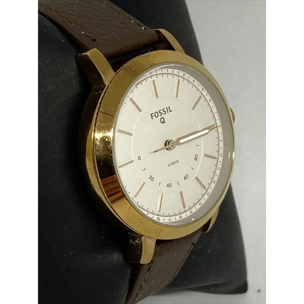 Fossil FTW5007 Women's Brown Leather White Analog Dial Hybrid Smartwatch XX769